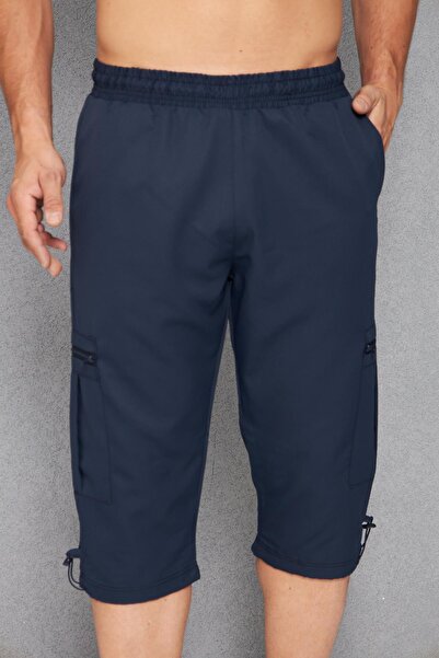 Enrico Ferry Men's Large Size Cargo Pocket Micro Sea Capri Navy Blue 2665B-L