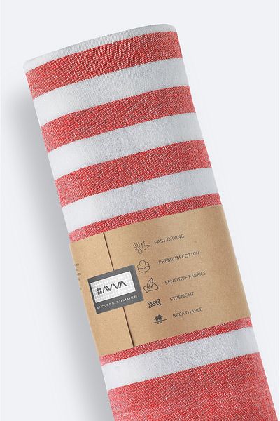 Avva Men's Red Striped Peshtemal A51Y8204