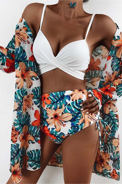 WildFashion 3-piece swimsuit with tropical print SW2418-2212