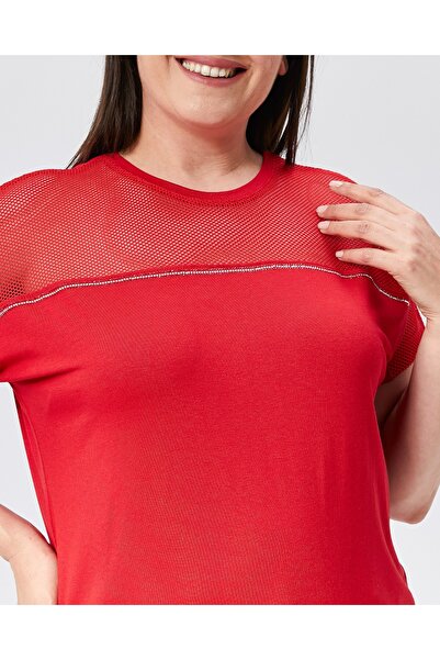 Esina Women's Shoulder Mesh Detailed Viscose Blouse