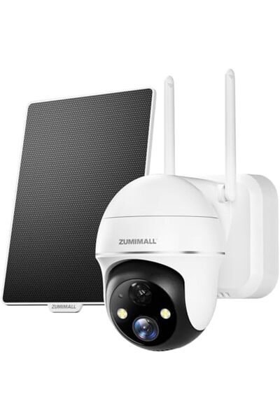 ZUMIMALL Security Cameras Wireless Outdoor, 2K 360° PTZ Outdoor Camera Wireless, Solar Security Cam