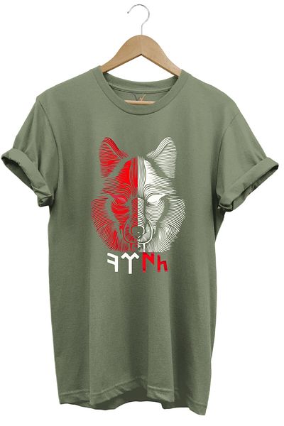 WİDİ ΤΟΥΡΚΙΑ Bozkurt Göktürkçe ΤΟΥΡΚΙΚΗ Γραφή και Wolf Printed Red White 100% βαμβακερό μπλουζάκι με κανονική εφαρμογή