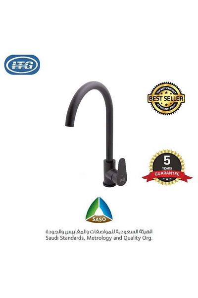 Generic ITG Matte Black Kitchen Faucet - Hot & Cold Mixer Tap, 360° Swivel, SASO Certified, 5-Year Warranty