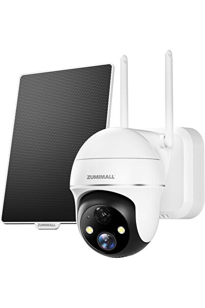 ZUMIMALL Security Cameras Wireless Outdoor, 2K 360° PTZ Outdoor Camera Wireless, Solar Security Cam