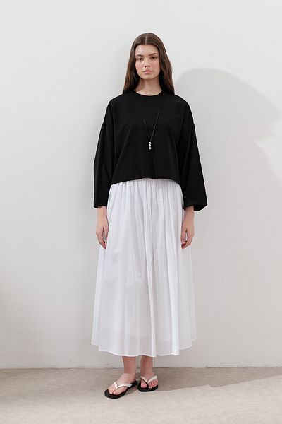 Manuka Tie Detail Wide Skirt Ecru