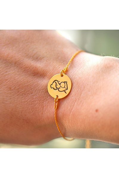 BijuBOX Bratara personalizata mama si copilul din argint 925 placat cu aur galben 24K - Ami - BijuBOX
