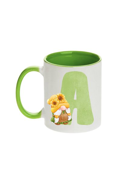 SiestaSafari Alphabet Personalized Coffee Mug with Letter Gnome Print, Gift for Woman for Birthday, Home, Office