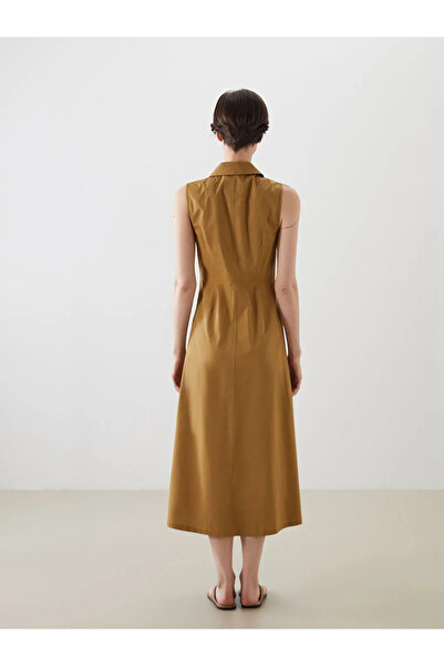 LC Waikiki LCW Vision Sari Gömlek Yaka Poplin Elbise