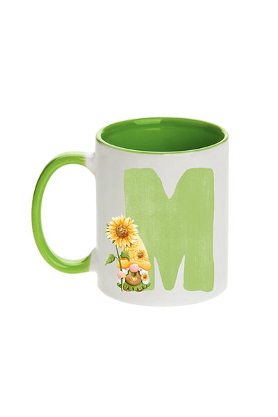 SiestaSafari Alphabet Personalized Coffee Mug with Letter Gnome Print, Gift for Woman for Birthday, Home, Office