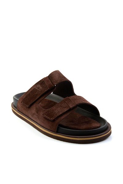 Bambi Brown Leather Men's Slippers E04801070002