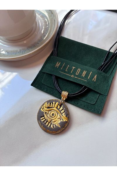 Miltonia Ceramic Processing Handmade Leather Design Necklace