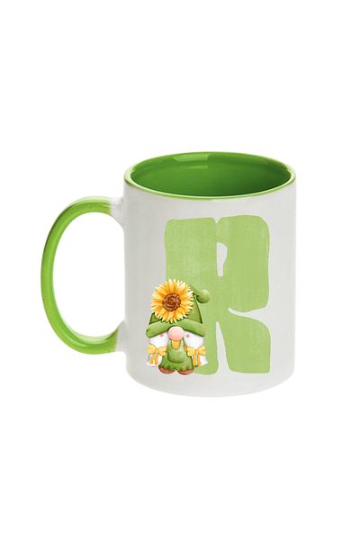 SiestaSafari Alphabet Personalized Coffee Mug with Letter Gnome Print, Gift for Woman for Birthday, Home, Office
