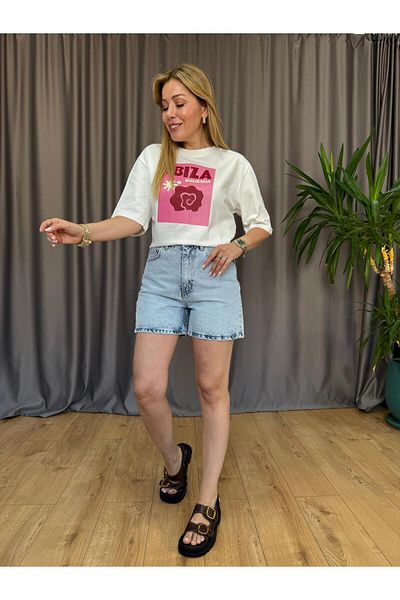 Size Özgü Ecru Ibiza Tshirt