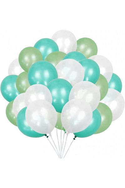 Neijiaer Set of 50 Jiaer Sentai balloons, latex, white/green, 30 cm
