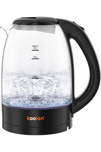 Koolen غلاية كهربائية زجاجية سعة 1.7 لتر، لون أسود، 1.7 لتر، 1850 واط، 800102...