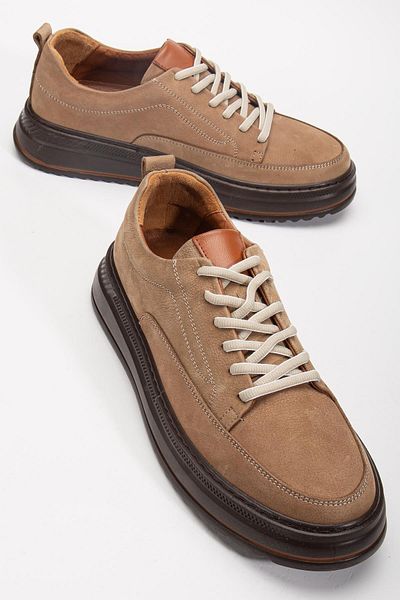 Dilimler Ayakkabı Γνήσιο δέρμα Ανδρικά παπούτσια Casual Mink Nubuck Poly Sole Tied