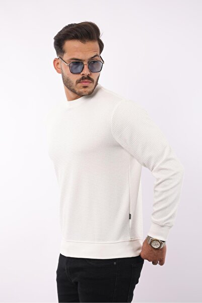 rugatchi Waffle Textured Crew Neck Sweatshirt – Cotton Viscose Regular Fit Exclusive
