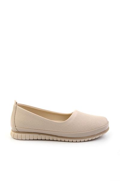 Bambi Beige Leather Women's Ballerinas K01140004903
