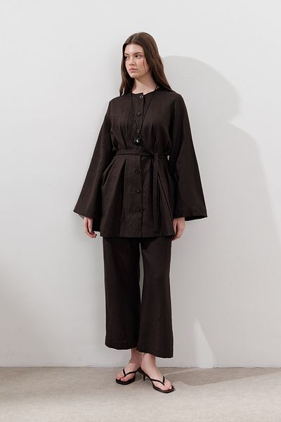 Manuka Linen Wide Leg Pants Bitter Brown
