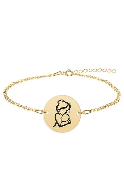 BijuBOX Bratara personalizata mama si copilul din argint 925 placat cu aur galben 24K - Ami - BijuBOX