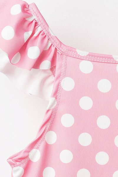 Banamio Dotty Polka Dot Girl's Swimsuit with Ruffles on the Shoulders