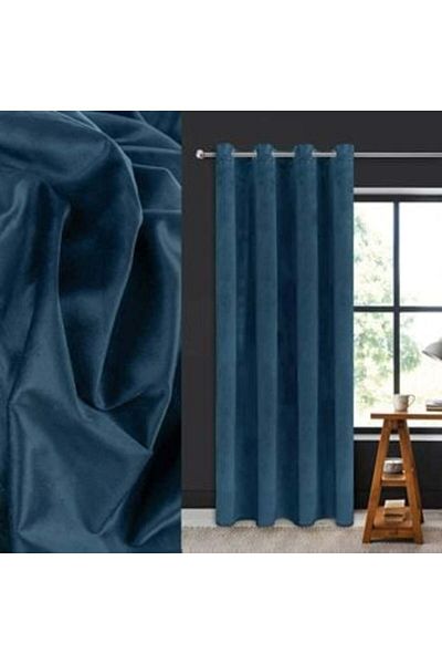Jumbo Perdea decorativă din catifea albastră cu inele 140 x 260 cm