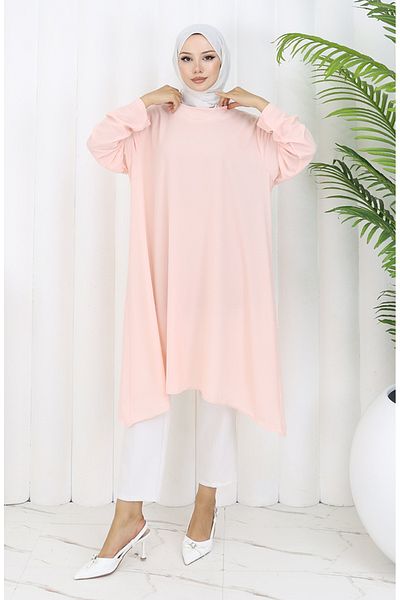 sefamerve Asymmetrical Princess Tunic 4101-09 Powder