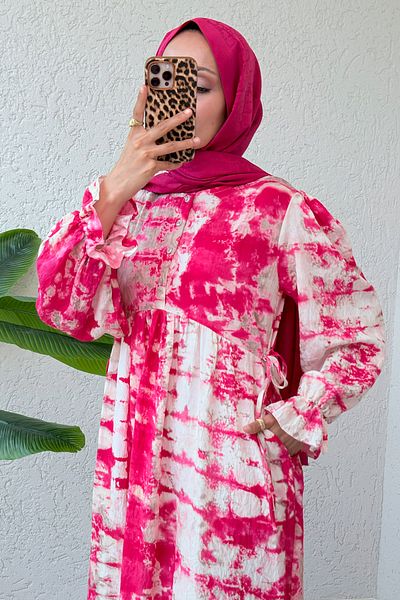 Salih Çelebi Mira Pattern Hijab Φόρεμα 2328 - ΦΟΥΚΙΔΑ