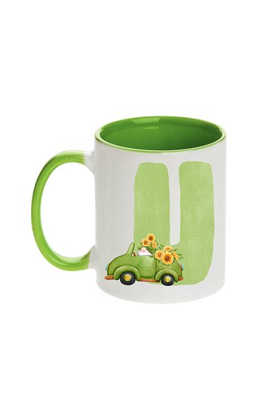 SiestaSafari Alphabet Personalized Coffee Mug with Letter Gnome Print, Gift for Woman for Birthday, Home, Office