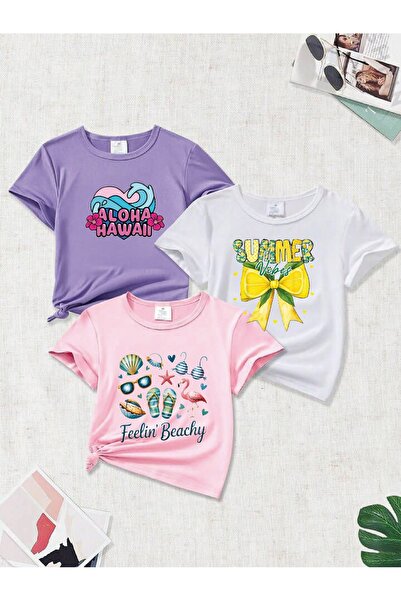 LOUİSA Κοριτσίστικο μπλουζάκι 3 τεμαχίων Aloha Hawaii-Summer-Beach με στάμπα ...