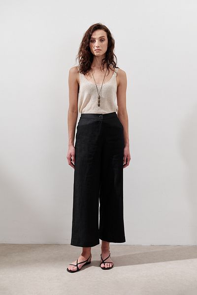 Manuka Linen Wide Leg Pants Black