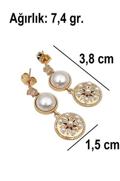 Siya Silver Vip Series Zircon Stone and Pearl Design Dangle Steel Earrings - 3.8 cm