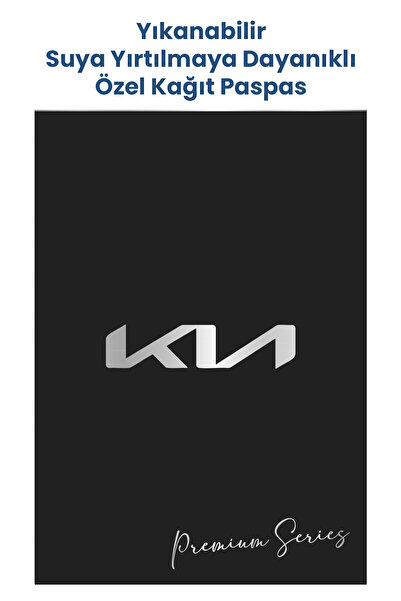 BALKAN AMBALAJ Suya Dayanıklı Yıkanabilir Kia Oto Paspas Kağıdı Siyah Gümüş Baskı 50 Adet - 35x50cm