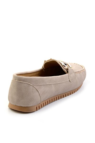 Bambi Bej Kot Kadın Loafer Ayakkabı K01542010737