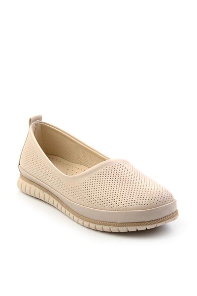 Bambi Beige Leather Women's Ballerinas K01140004903