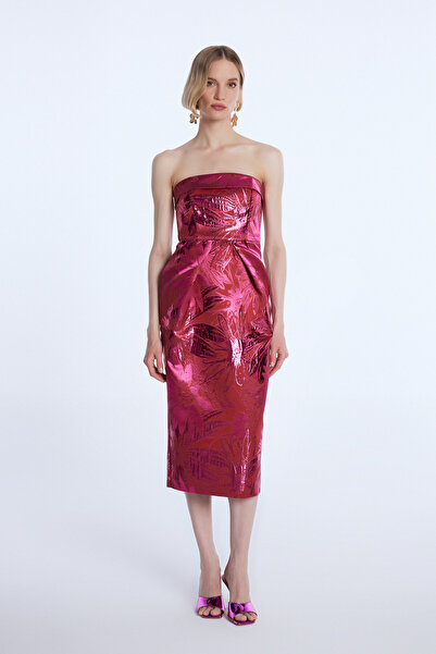 adL Mert Aslan Straplez Midi Boy Jakar Elbise