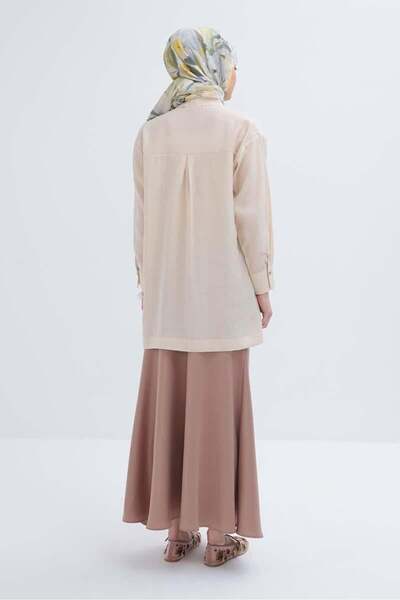 ALLDAY Light Beige-Ruffled Slit Shirt