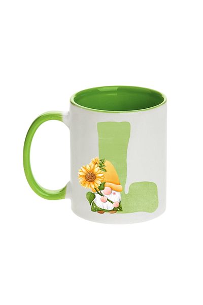 SiestaSafari Alphabet Personalized Coffee Mug with Letter Gnome Print, Gift for Woman for Birthday, Home, Office