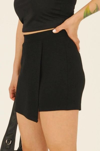 GRİLAND Women's Shorts Skirt Black Shorts Skirt