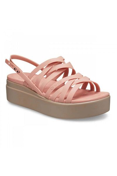 Crocs Sandale Brooklyn cu platformă joasă și barete - roșie pal