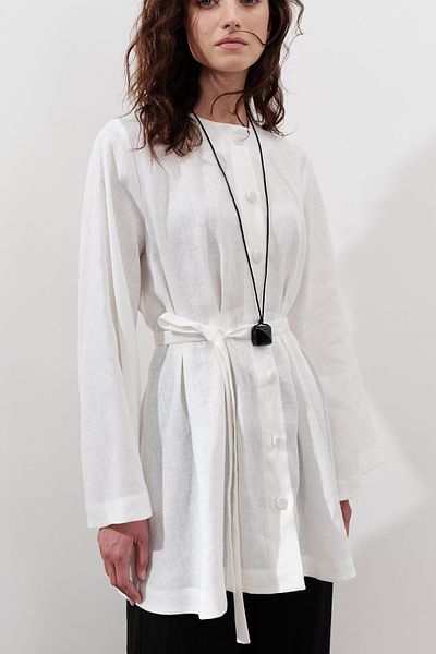Manuka Linen Pencil Tunic Ecru