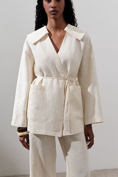 Manuka Linen Wide Collar Jacket Vanilla