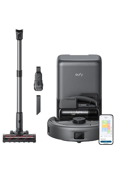 eufy Aspirator robot E20 3 în 1, 8.000 Pa, stație de autogolire, sistem de filtrare pe 5 niveluri