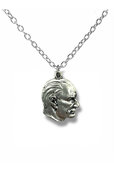 Herşey Nota Mustafa Kemal Atatürk Silhouette Figured Unisex Necklace – Silver Color Metal Design