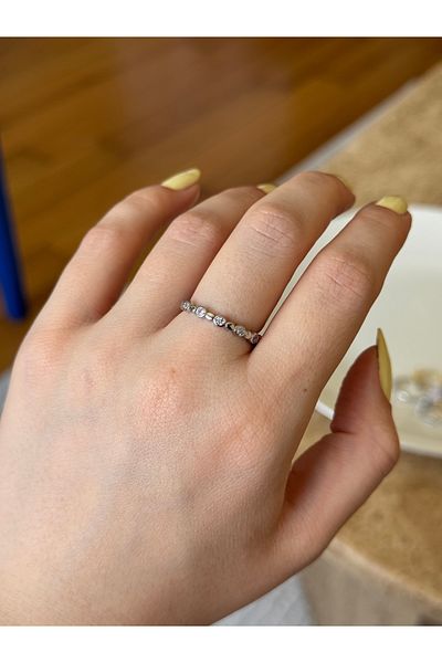 Ephyra Adjustable Silver Color Stone Oval Minimal Ring