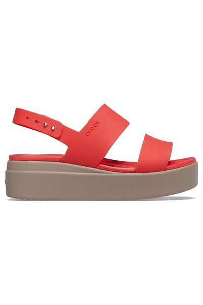 Crocs Brooklyn Low Wedge Sandals 36-37 Eu - W6 Us Red - Flame/mushroom