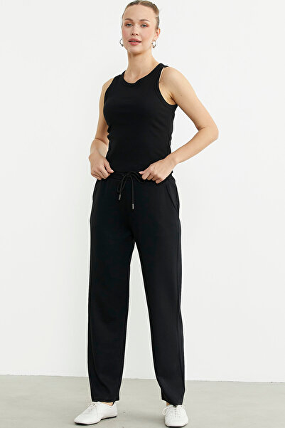 Sementa Ribbed Basic Sleeveless T-Shirt - Black