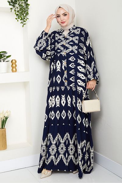 Bestenur Φόρεμα Liza Woven Viscose 1544 - Navy Blue