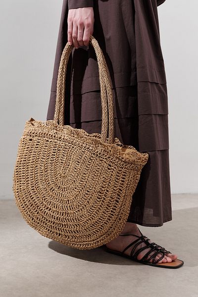 Manuka Braided Detail Wicked Handle Bag Natural