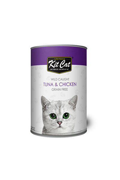 Kit Cat طعام القطط المعلب الخالي من الحبوب بنكهة التونة واللحوم البرية مع الد...